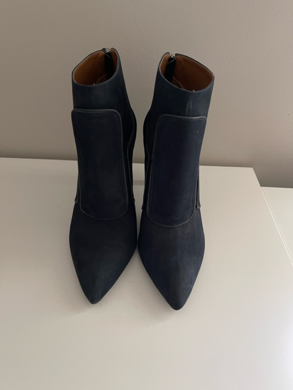 Women's Navy Pointed-Toe Ankle Boots
